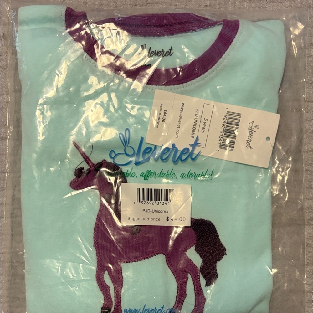 Leveret Kids Unicorn Tee - Aqua and Purple